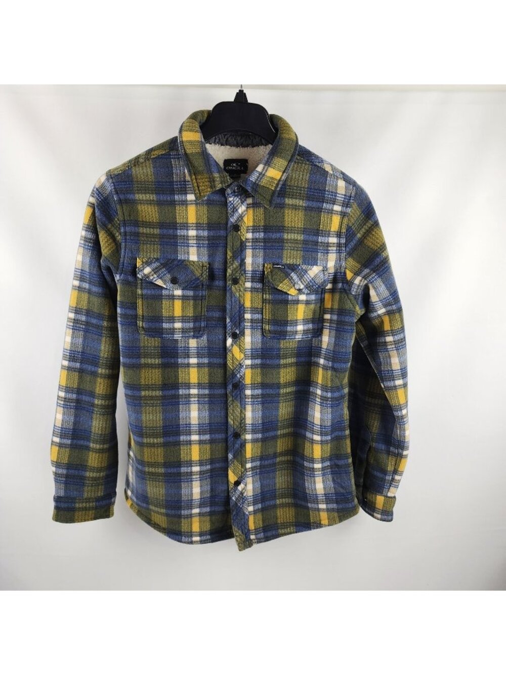 O’Neill Shacket Mens Small Multi Plaid Super Fleece Standard L/S Button Up NWT